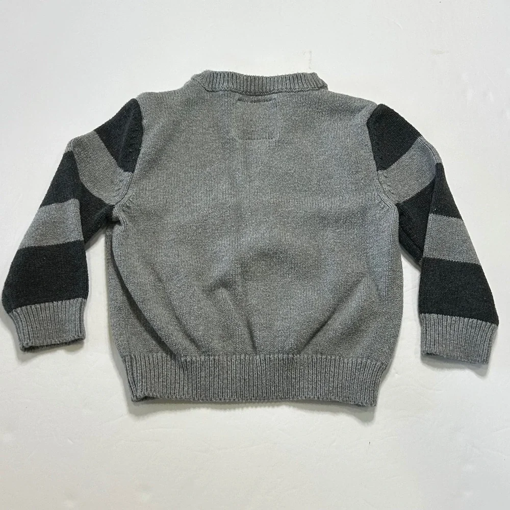 OshKosh B'gosh Toddler Boys‎ 18M Gray Dinosaur Striped Sweater